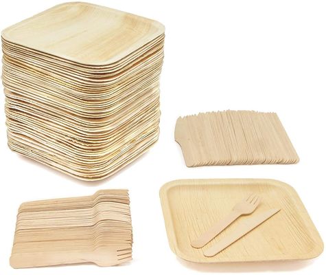 Eco-friendly 20 Pack Biodegradable Palm Leaf Plates 10 Inches Quadrado Robusto Como Bambú Desutilizável Elegante