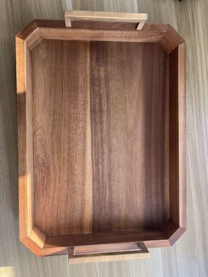 Desenhos personalizados Largo estilo rústico madeira retangular bandeja de servir para mesa de café