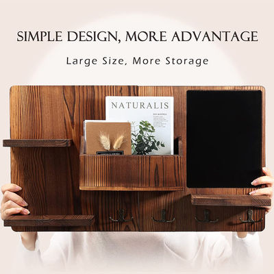 Prateleira de parede de madeira OEM com gancho de tecido organizador de entrada ganchos de casaco porta-chaves porta-correios porta-papéis porta-penas de parede criativa