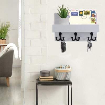 Porta-chaves de madeira decorativa de parede com 3 ganchos duplos