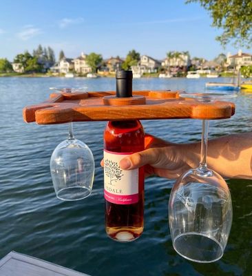 Logotipo personalizado Wine Holder Food Serving Tray com tipo de vinho em pé Caddy garrafa