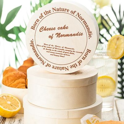 Caixa de madeira de cor de madeira natural para embalagem de bolos redondos personalizados