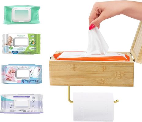 Caixa de armazenamento de papel higiénico montado na parede de bambu