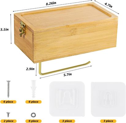 Caixa de armazenamento de papel higiénico montado na parede de bambu