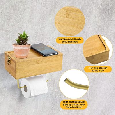 Caixa de armazenamento de papel higiénico montado na parede de bambu