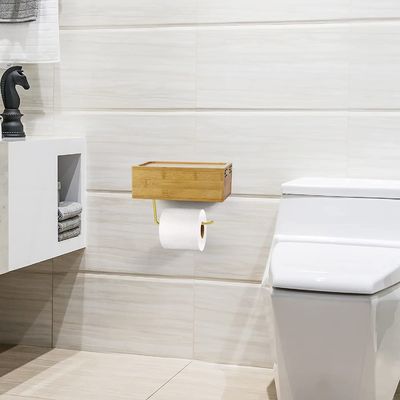 Caixa de armazenamento de papel higiénico montado na parede de bambu