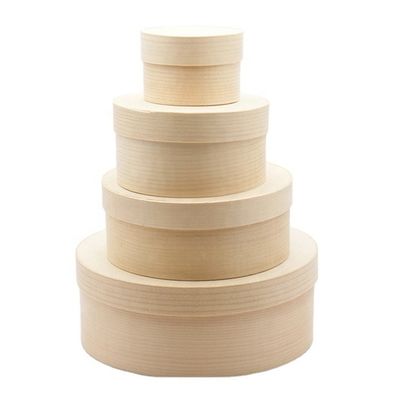 Caixa de madeira de cor de madeira natural para embalagem de bolos redondos personalizados