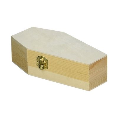 Caixa de caixão de madeira inacabada para embalagens personalizadas de presentes e cosméticos pretos