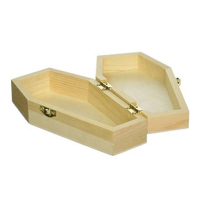 Caixa de caixão de madeira inacabada para embalagens personalizadas de presentes e cosméticos pretos