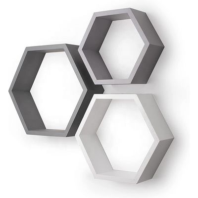 Tipo montado na parede Prateleiras flutuantes hexagonais de madeira personalizadas para decoração de quartos infantis