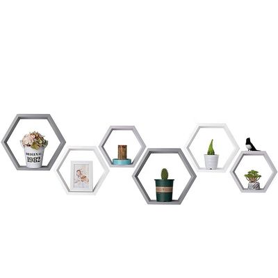 Tipo montado na parede Prateleiras flutuantes hexagonais de madeira personalizadas para decoração de quartos infantis