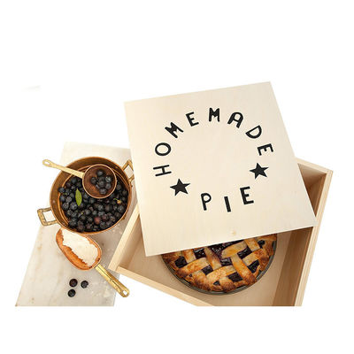 Logotipo personalizado aceitável cor antiga reutilizável bolo de madeira caixa de sobremesa caixa de armazenamento de pão