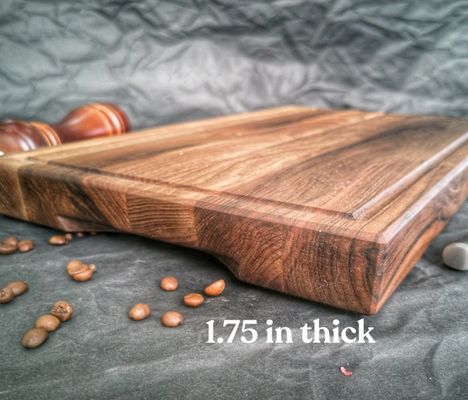 Logotipo personalizado aceitável 1,75 espessura grande tabuleiro de corte de nozes com sulco de suco