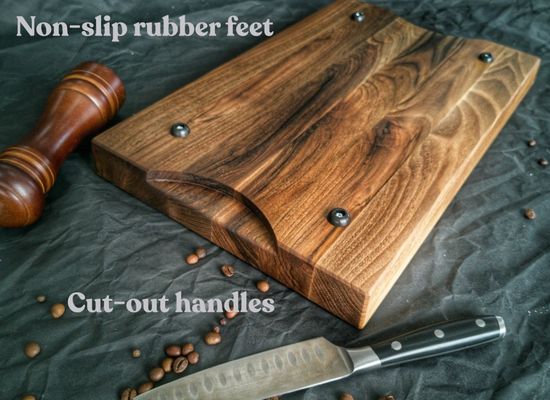 Logotipo personalizado aceitável 1,75 espessura grande tabuleiro de corte de nozes com sulco de suco