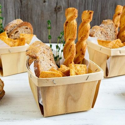 Flor de madeira de bétula ou abóbora Cor 4 x 4 polegadas Pint Frutas Cestas para decoração de festas