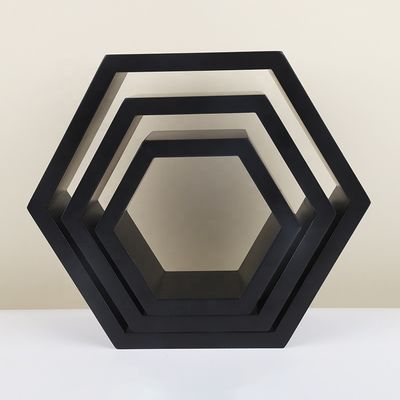 Excelente madeira hexagonal prateleira flutuante conjunto para casa casa de banho sala de estar e muito mais