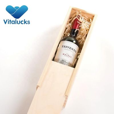 Embalagem de caixa de vinho não finalizada personalizada com caixa de presente de madeira de pinheiro impressa com tela de seda