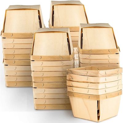 Flor de madeira de bétula ou abóbora Cor 4 x 4 polegadas Pint Frutas Cestas para decoração de festas