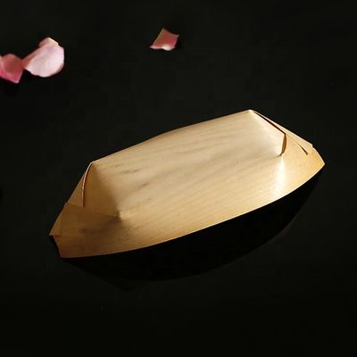Logotipo personalizado Aceitável Formato de barco de bambu de bétula Sushi de madeira de vela