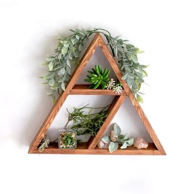 Mobiliário de sala de estar de madeira feita à mão montada na parede, prateleira triangular flutuante de 16&quot; ou 18&quot; X3.2&quot; Design moderno