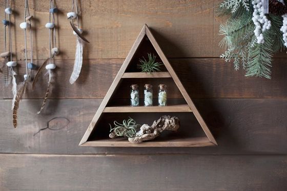 Mobiliário de sala de estar de madeira feita à mão montada na parede, prateleira triangular flutuante de 16&quot; ou 18&quot; X3.2&quot; Design moderno