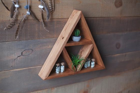 Mobiliário de sala de estar de madeira feita à mão montada na parede, prateleira triangular flutuante de 16&quot; ou 18&quot; X3.2&quot; Design moderno