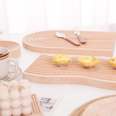 bandeja de madeira de forma de onda bandeja de café da manhã para cozinha 40.5x18.5x2cm logotipo personalizado