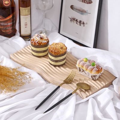 bandeja de madeira de forma de onda bandeja de café da manhã para cozinha 40.5x18.5x2cm logotipo personalizado