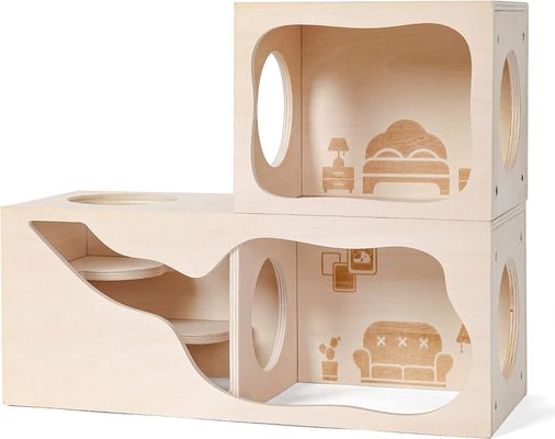 Casa de madeira respirável para animais pequenos Câmara personalizável para se esconder e explorar