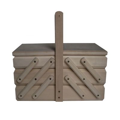 Kit de costura organizador de todas as estações com cor natural e kit de ferramentas de impressão em caixa de madeira