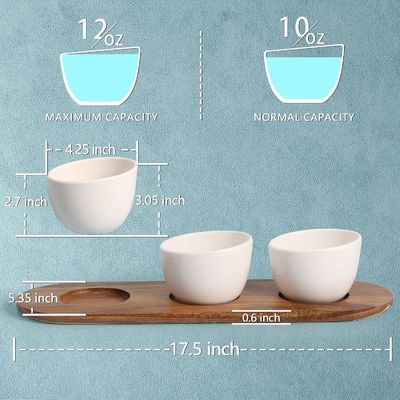 Caixa de madeira de acácia de chips e dip servindo conjunto com madeira de cor simples ou sua cor