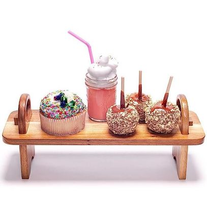 Contemporâneo de madeira elevada servir bandeja para decoração de casa organizador de prateleira