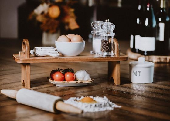 Contemporâneo de madeira elevada servir bandeja para decoração de casa organizador de prateleira