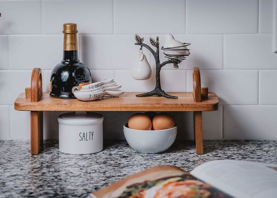 Contemporâneo de madeira elevada servir bandeja para decoração de casa organizador de prateleira