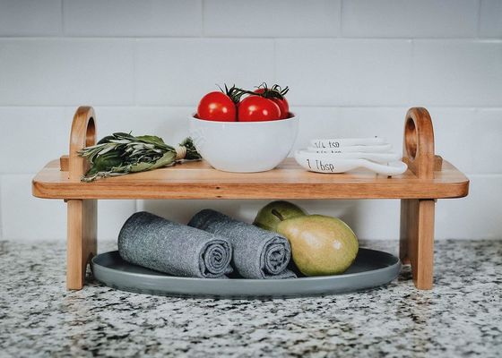 Contemporâneo de madeira elevada servir bandeja para decoração de casa organizador de prateleira