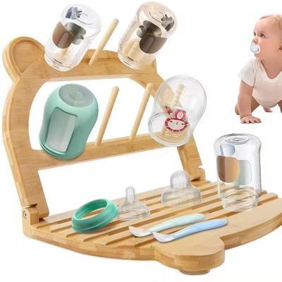 Aparelho de secagem de garrafas de bambu para secagem rápida e poupança de espaço