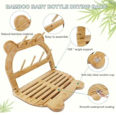 Aparelho de secagem de garrafas de bambu para secagem rápida e poupança de espaço