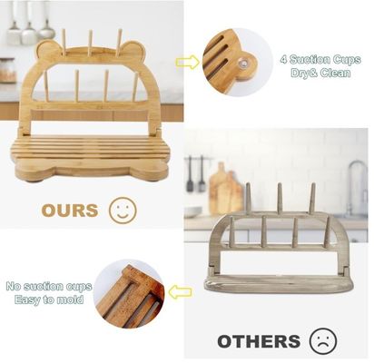 Aparelho de secagem de garrafas de bambu para secagem rápida e poupança de espaço