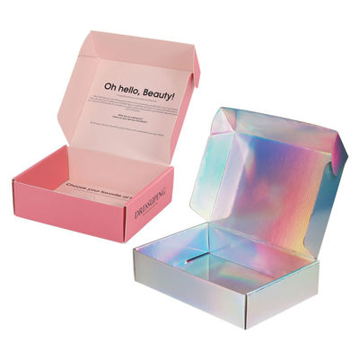 Impressão personalizada de laminagem de Matt Pink Cosmetic Set caixa de correio de envio para cuidados com a pele