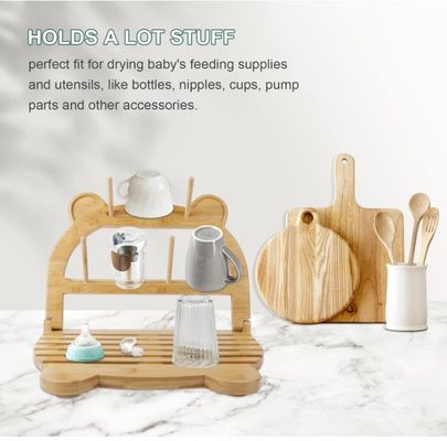 Aparelho de secagem de garrafas de bambu para secagem rápida e poupança de espaço