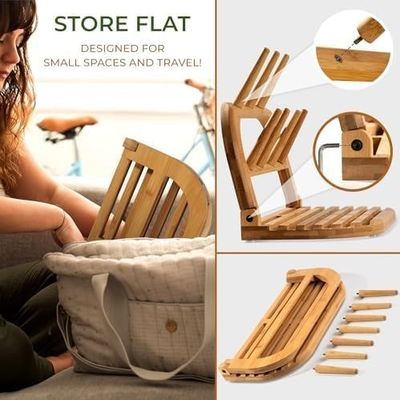 Melhore a sua experiência de secagem com o nosso rack de secagem de garrafas de bambu para bebês