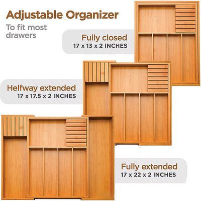 Bamboo Kitchen Silverware Utensil Holder And Cutlery Tray Drawer Organizer Para Flatware Personalizar o tamanho