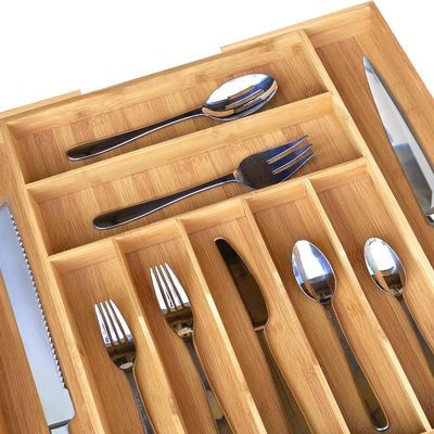 Bamboo Kitchen Silverware Utensil Holder And Cutlery Tray Drawer Organizer Para Flatware Personalizar o tamanho