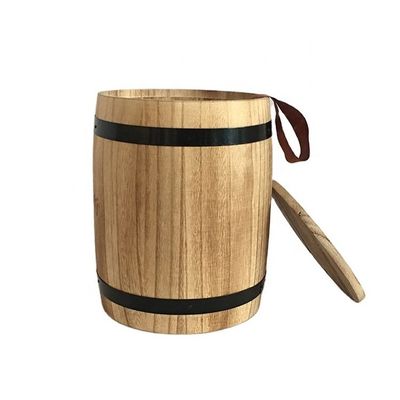 Barril de café de madeira em cor simples para venda a granel D15 x H18.8cm Desenho de impressão queimada