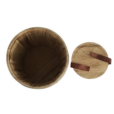 Barril de café de madeira em cor simples para venda a granel D15 x H18.8cm Desenho de impressão queimada