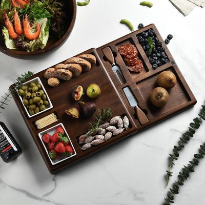 Tabela de corte de bambu multifuncional personalizável com suporte e colander dobrável