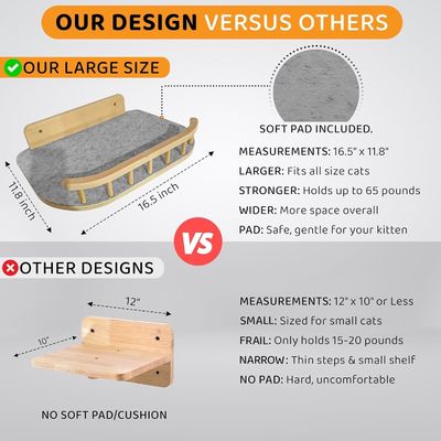 Logotipo de brinquedos de animais de estimação Logotipo personalizado Aceitável Prateleira de canto de gato de madeira e degraus de parede grandes