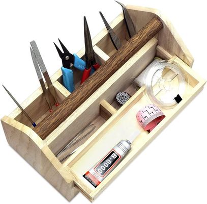 Encomenda personalizada aceita Caixa organizadora de gavetas de madeira Caixa de armazenamento de ferramentas artesanais com madeira de pinho / bambu