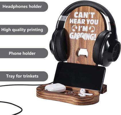 Hotel Casa decoração de casa de banho Headset de madeira Stand Decorações para jogador adolescente menino