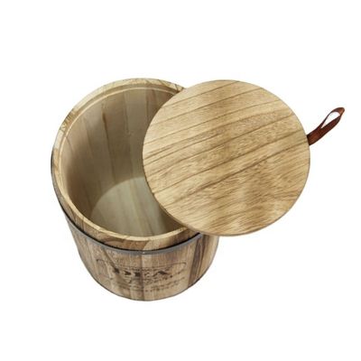 18x18x27cm Logotipo personalizado embalagem em barril de madeira estilo vintage feito à mão Paulownia grande